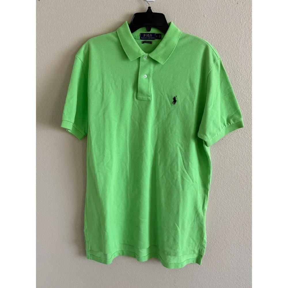 Polo Ralph Lauren Mens Classic Fit Lime Green Cotton Pique Polo mShirt Large
